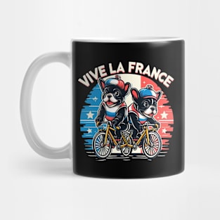 French Bulldog Puppies Racing Bikes Vive le France #2 Mug